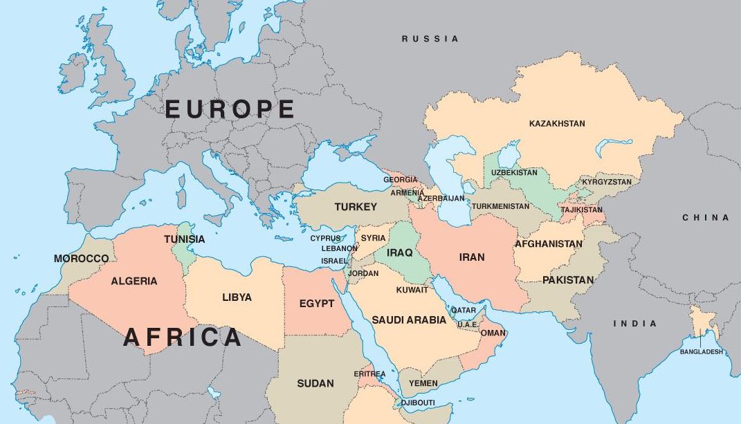 Muslim map of Middle East - enlarge